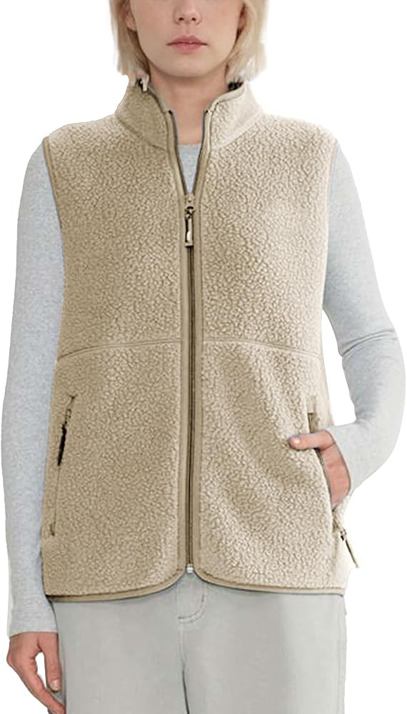 Hixiaohe Sherpa Fleece Vest for Women Trendy Warm Sleeveless Vests Jacket Lightweight Zip Coats w... | Amazon (US)