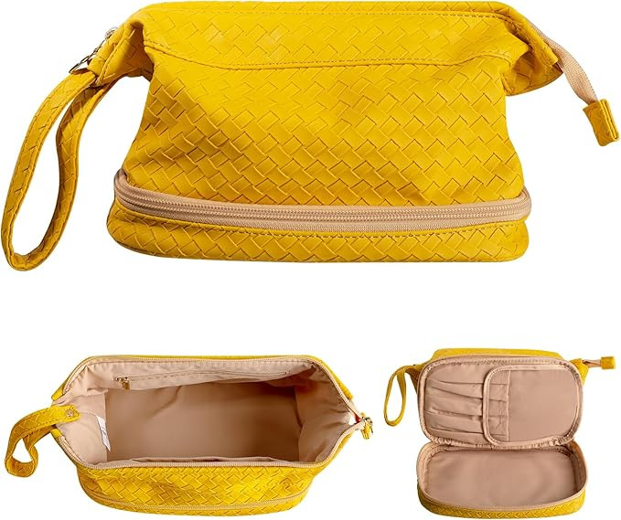 Abiudeng Large Capacity Makeup Bag Ladies Cosmetic Bag Travel Bag with Compartments Portable PU L... | Amazon (US)