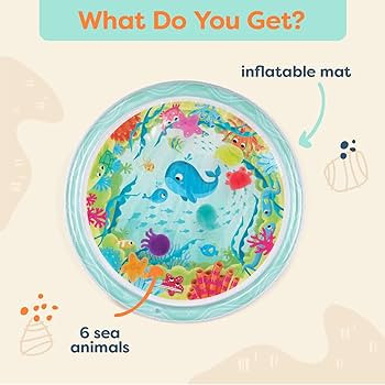 B. toys – Baby Inflatable Tummy Time Mat 6 Removable Sea Animals Water Activity Mat for Babies ... | Amazon (US)
