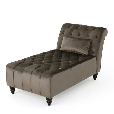 Rubie New Velvet Chaise Lounge Bronze - Christopher Knight Home: Elegant Turned Legs, Plush Upholstery, Includes Pillow | Target