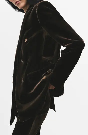 MANGO Double Breasted Velvet Blazer | Nordstrom | Nordstrom