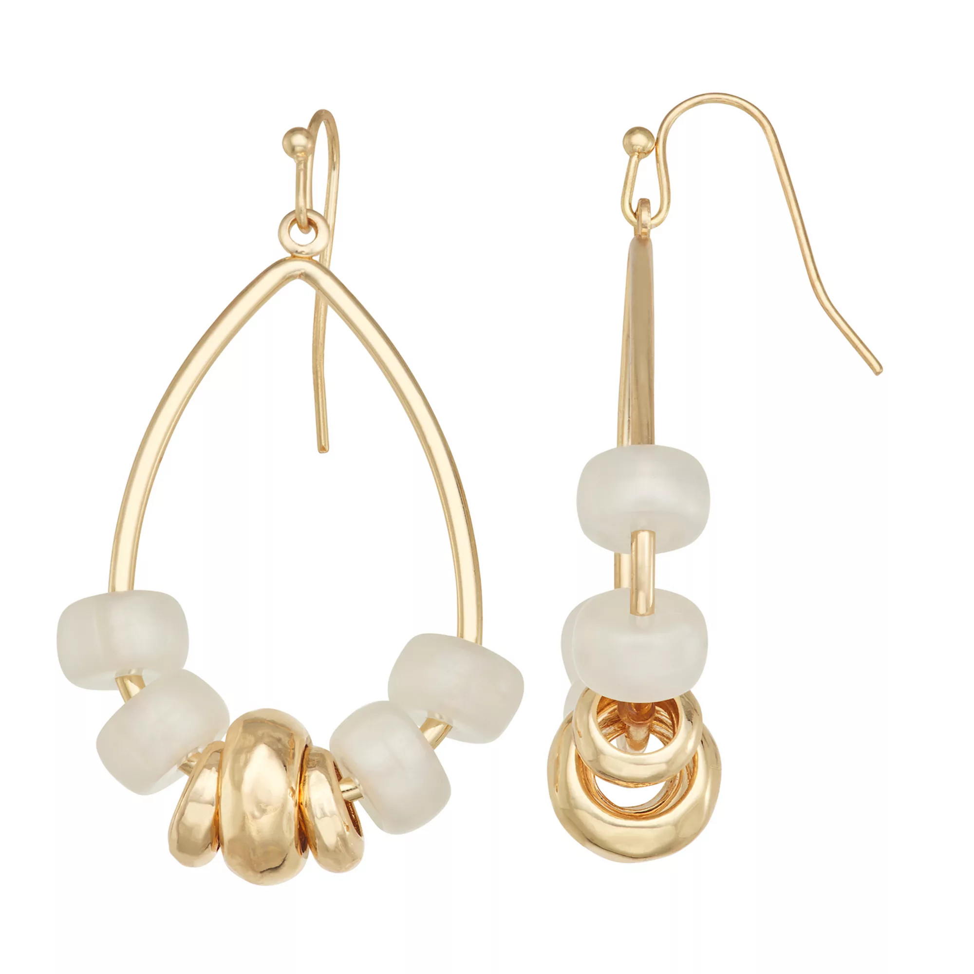 Emberly Gold Tone Beaded Teardrop Earrings | Kohl's