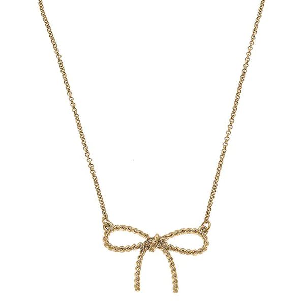 Alexis Bow Pendant Necklace in Worn Gold | CANVAS