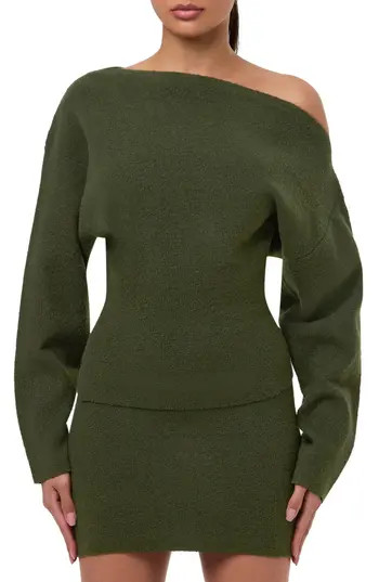 Naked Wardrobe One-Shoulder Sweater in Forest Green at Nordstrom Rack, Size X-Small | Nordstrom Rack