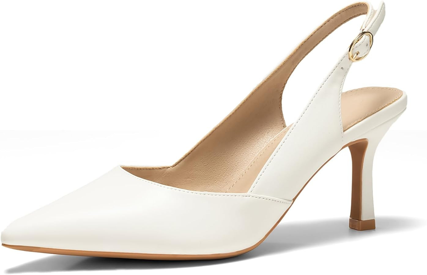 Women's Slingback Kitten Heels Closed Pointed Toe Pumps Wedding Party Dress Shoes | Amazon (US)