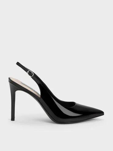 Stiletto Heel Slingback Pumps
 - Black Patent | Charles & Keith UK