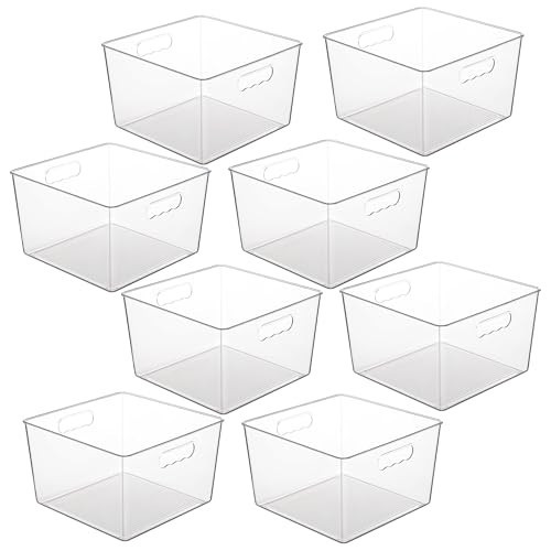 Vtopmart 8 Pack Extra Large Clear Plastic Storage Bins,11x11 Cube Acrylic Organizer Square Containers with Handle for Pantry,Closet,LaundryRoom,Kitchen,Bathroom,UnderSink Organization | Amazon (US)
