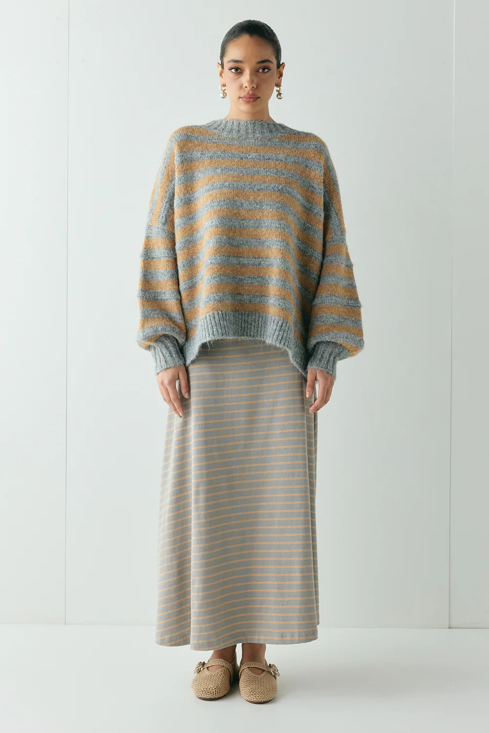 Sam Knit Jumper Apricot Stripe | VRG Grl