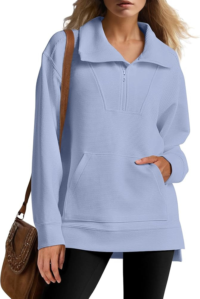 ANRABESS Women Oversized High Neck Half Zip Knit Sweatshirts Quarter Zip Pullover Sweater 2025 Fa... | Amazon (US)