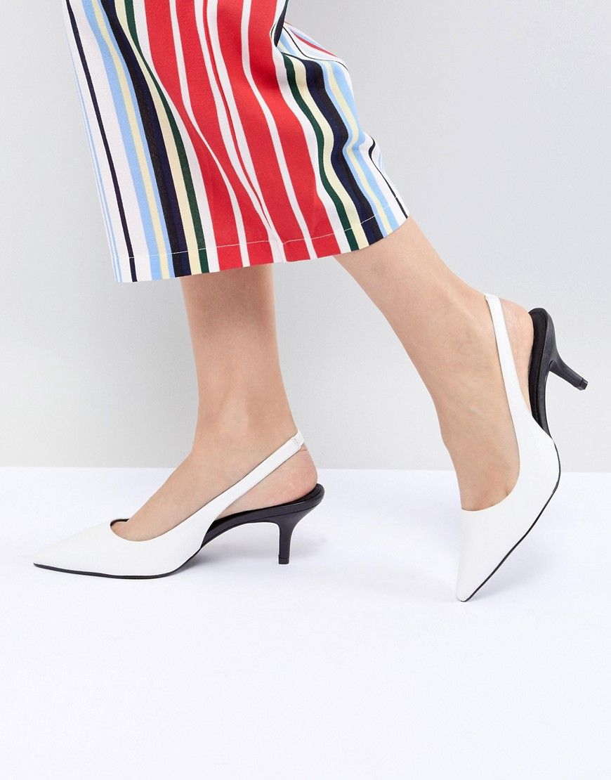 Steve Madden Marks White Kitten Heeled Shoes - White lycra | ASOS UK