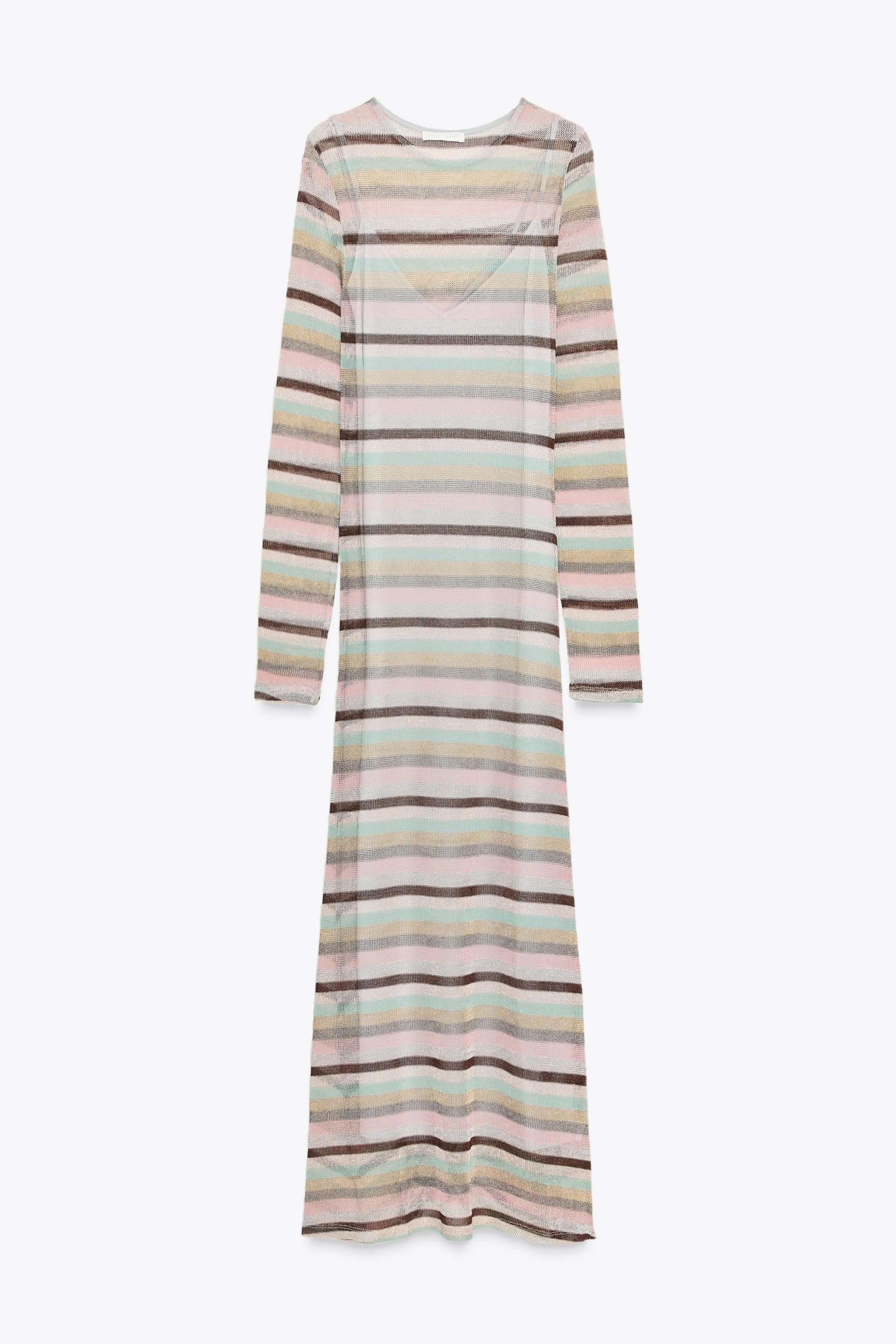 METALLIC THREAD STRIPED LONG DRESS | Zara US