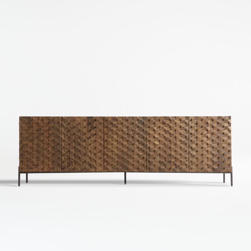 Raffael Carved Wood Media Console + Reviews | Crate & Barrel | Crate & Barrel