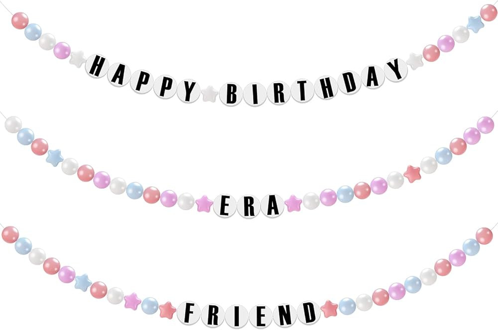 ShinyRelief 74 Pcs DIY Giant Friendship Bracelet Birthday Banner in My Birthday Era Banner Famous... | Amazon (US)