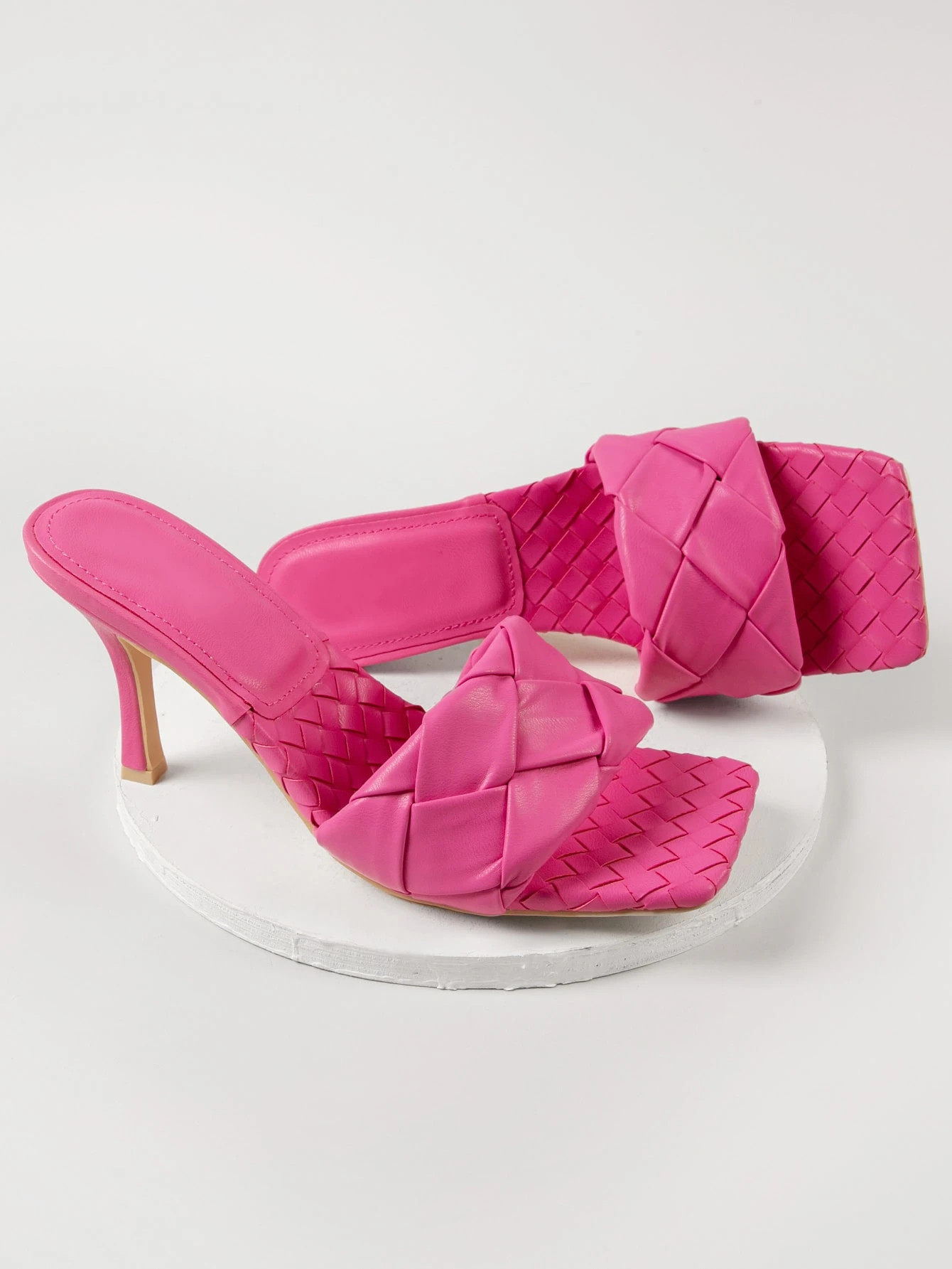 Braided Strap Square Toe Slip-On Stiletto Heels | SHEIN