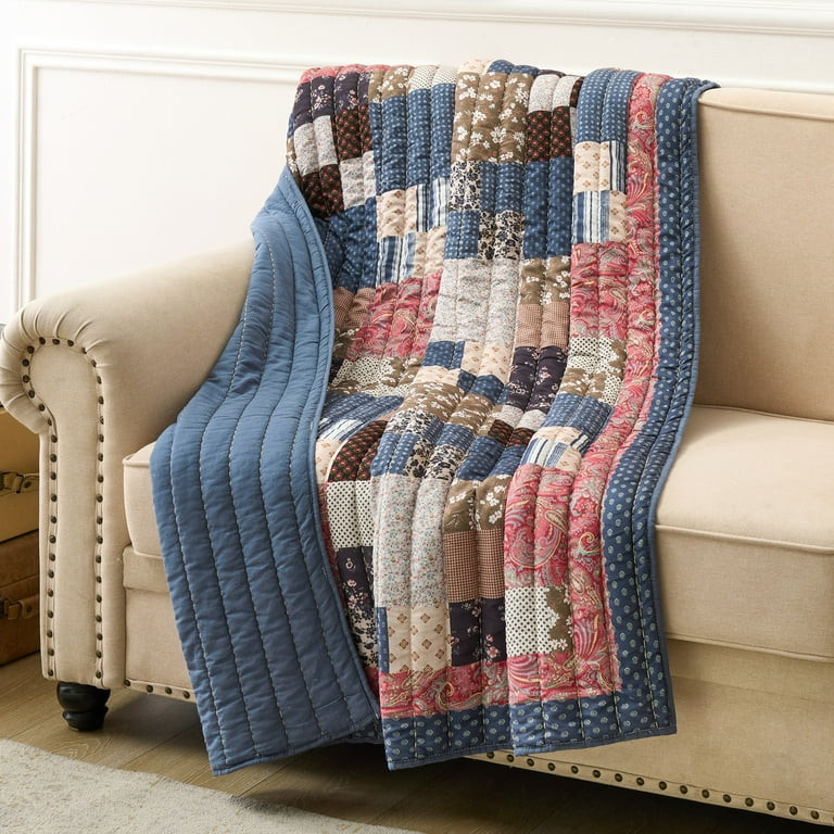 Greenland Home Shiloh Traditional Calico Patchwork Print Quilted Throw Blanket | Walmart (US)