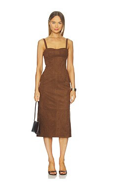 Karina Grimaldi Olivia Suede Midi Dress in Chocolate Brown from Revolve.com | Revolve Clothing (Global)