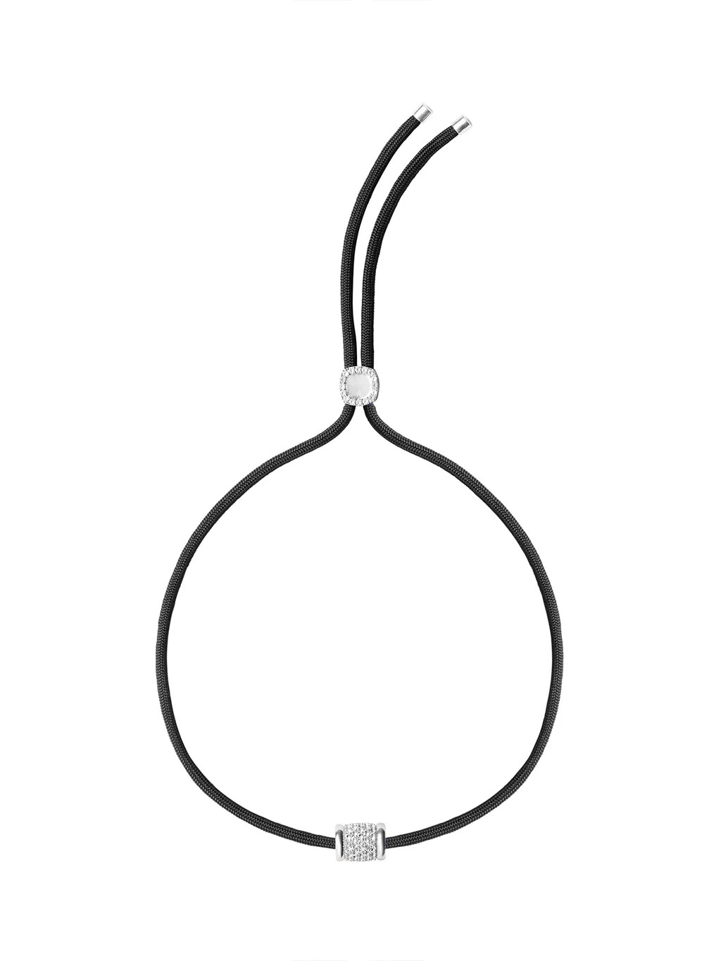 YVES LAB WHITE SAPPHIRE PARACORD NECKLACE, NOIR AND SILVER | Dorsey
