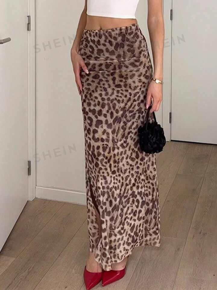 SHEIN Essnce Women's Leopard Print Simple Daily Skirt | SHEIN USA | SHEIN