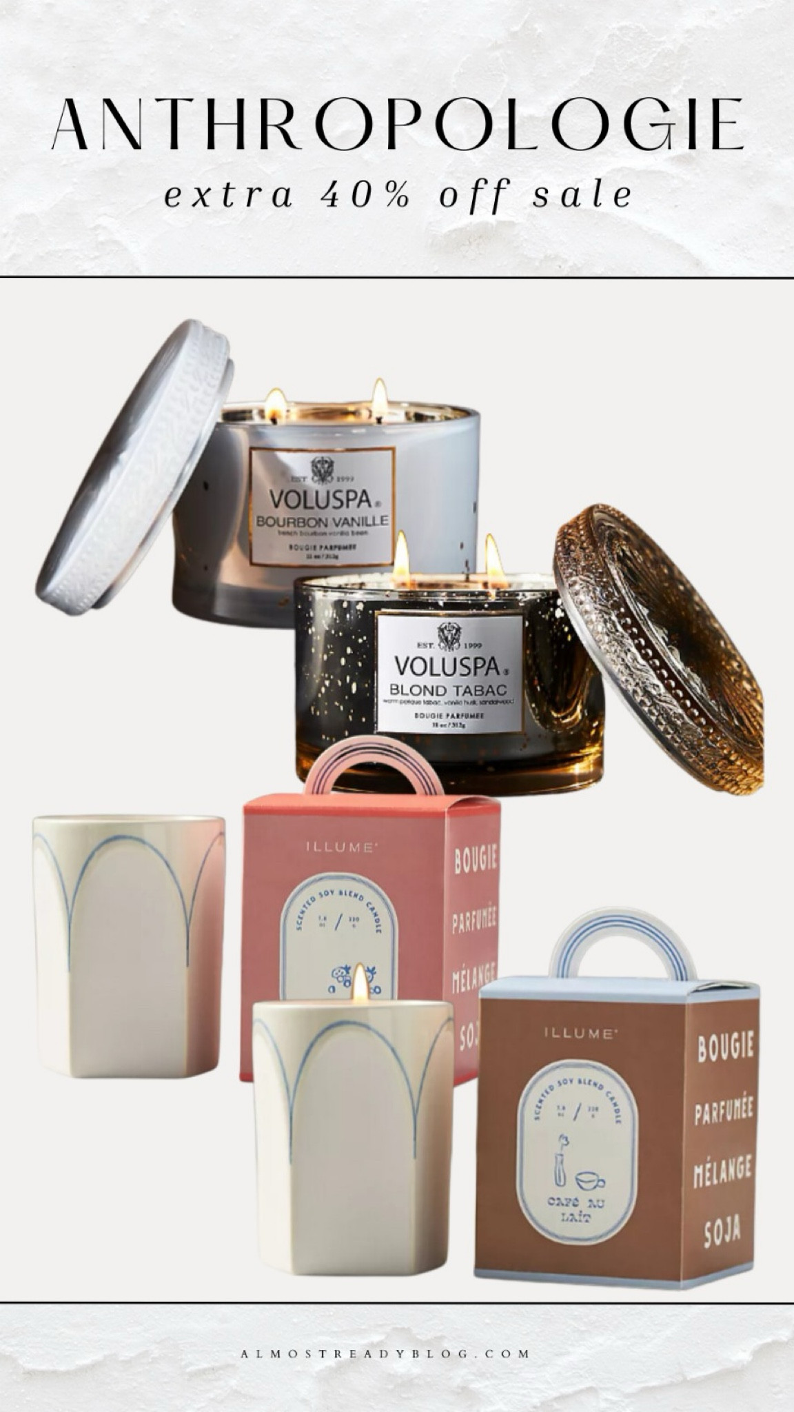Anthropologie extra 40% off sale, candle sale 

#LTKFindsUnder50 #LTKFindsUnder100 #LTKSaleAlert