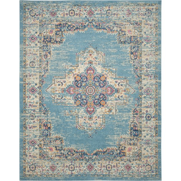 Nourison Passion Teal Medallion Area Rug | Walmart (US)