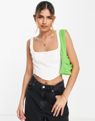 Stradivarius tailored corset top in white | ASOS (Global)
