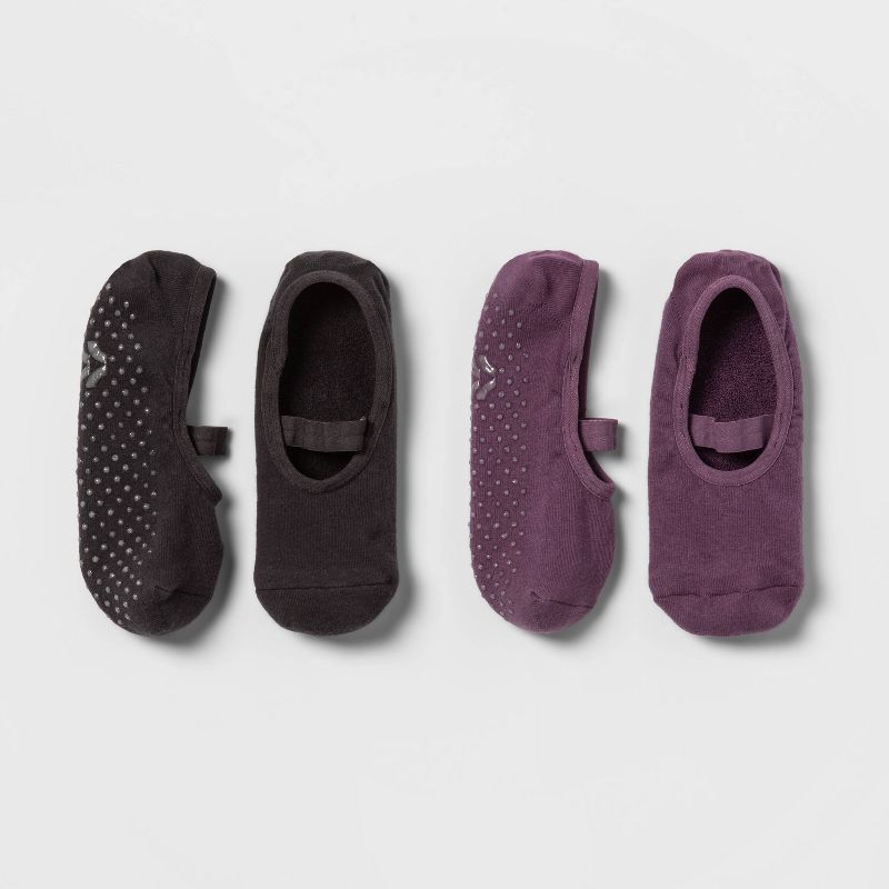 Solid Barre Liner Socks Brown/Purple 2pk - All in Motion™ | Target