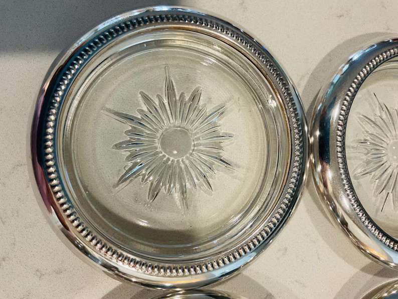 Vintage Leonard Italy Silverplate Starburst Coasters - Mid Century Modern Barware - Etsy | Etsy (US)
