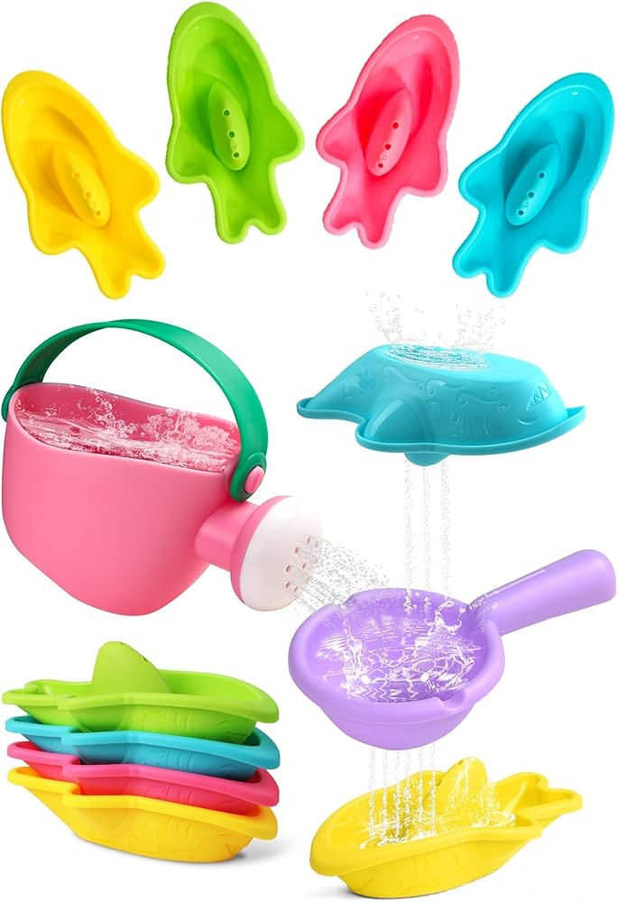Fajiabao Bath Toys for Kids Ages 1-3 Toddler Bath Toys Mold Free for 2-4 Stacking Boat Water Tabl... | Amazon (US)