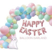 Happy Easter Garland Pastel Assorted Balloons Cute Bunny Statement Banner Decoration Pink Yellow Blue Party Supply Arch Kit Tools | Etsy (US)