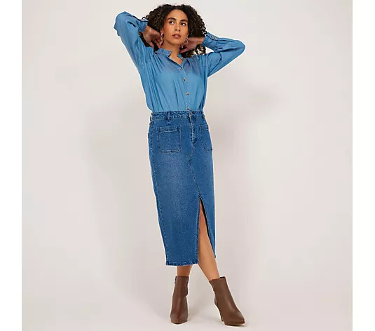 Dannii Minogue Midaxi Denim Skirt Petite - QVC UK | QVC UK