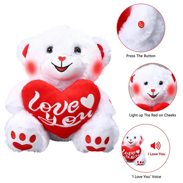 Shininglove 13in Valentine's Day Bear Toy, Valentines Day Gifts Plush Stuffed Bear Talking Toy fo... | Walmart (US)