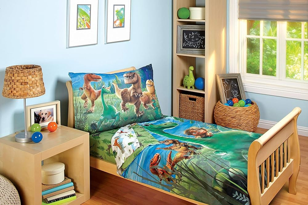 Disney Good Dino Arlo & Friends 4 Piece Toddler Bed Set, Blue, Green, Tan | Amazon (US)