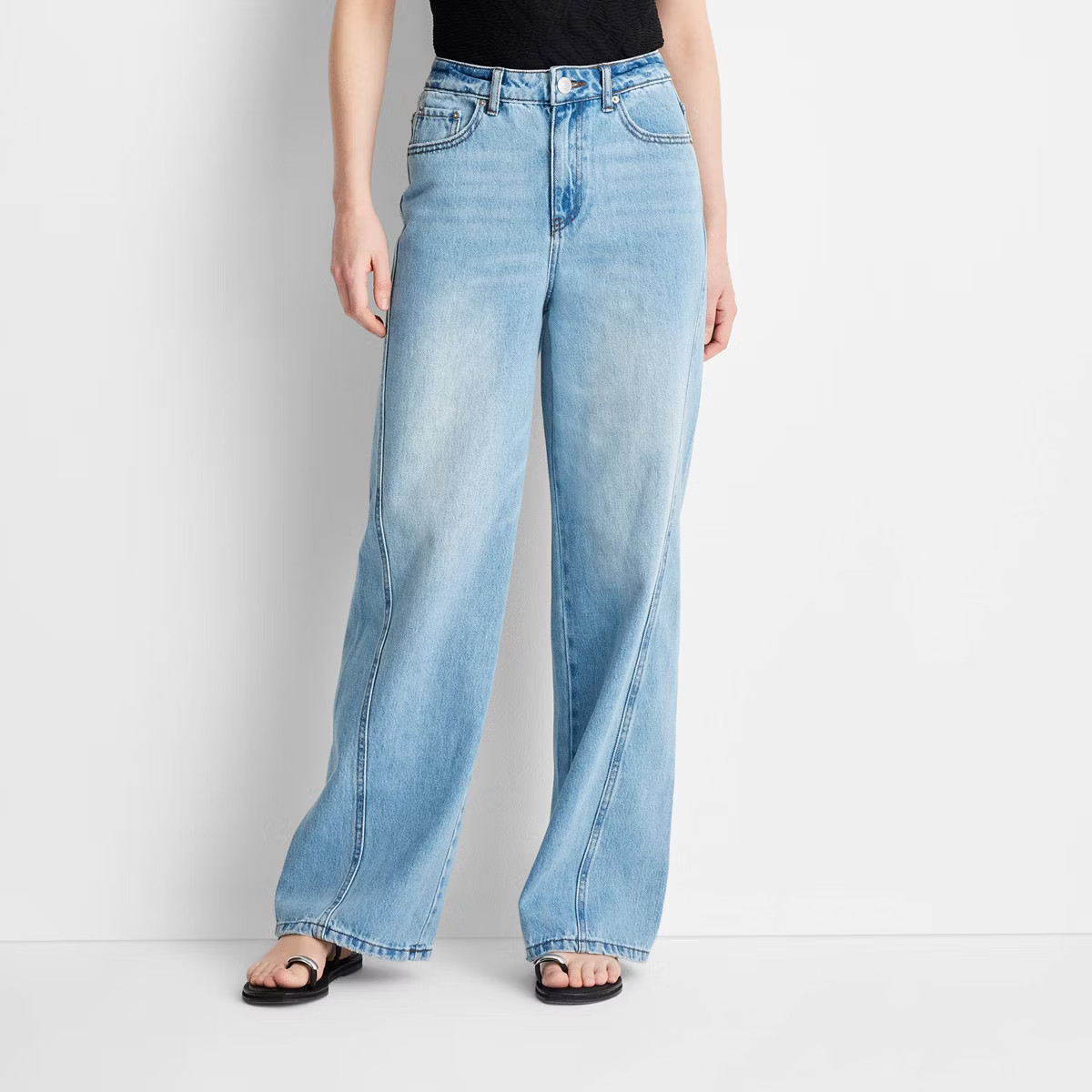 Women's Mid-Rise Wide Leg Slouchy Jeans - Future Collective Blue Denim | Target