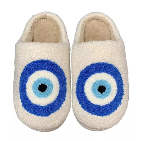 PacificPlex Womens Evil Eye Fuzzy Preppy Retro Cozy Comfy Plush Warm Slip-on Slippers Winter Casual (7-7.5 Evil-Eye) | Walmart (US)