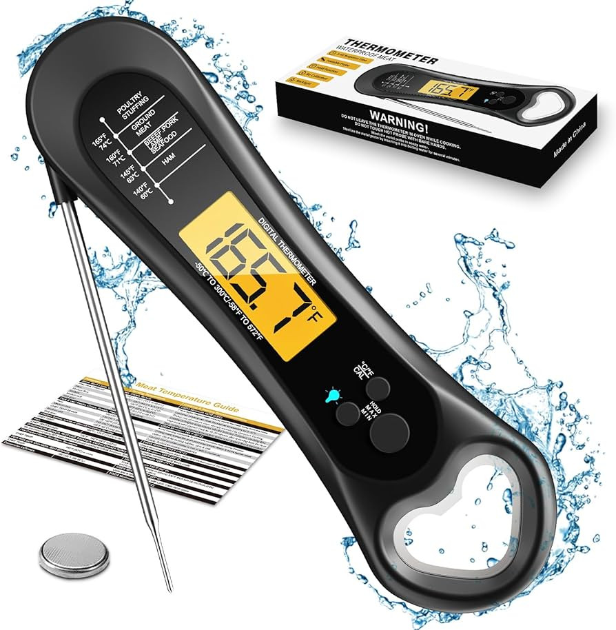 Meat Thermometer Digital, Instant Read Meat Thermometer for Grill and Cooking, with Bottle Opener... | Amazon (US)