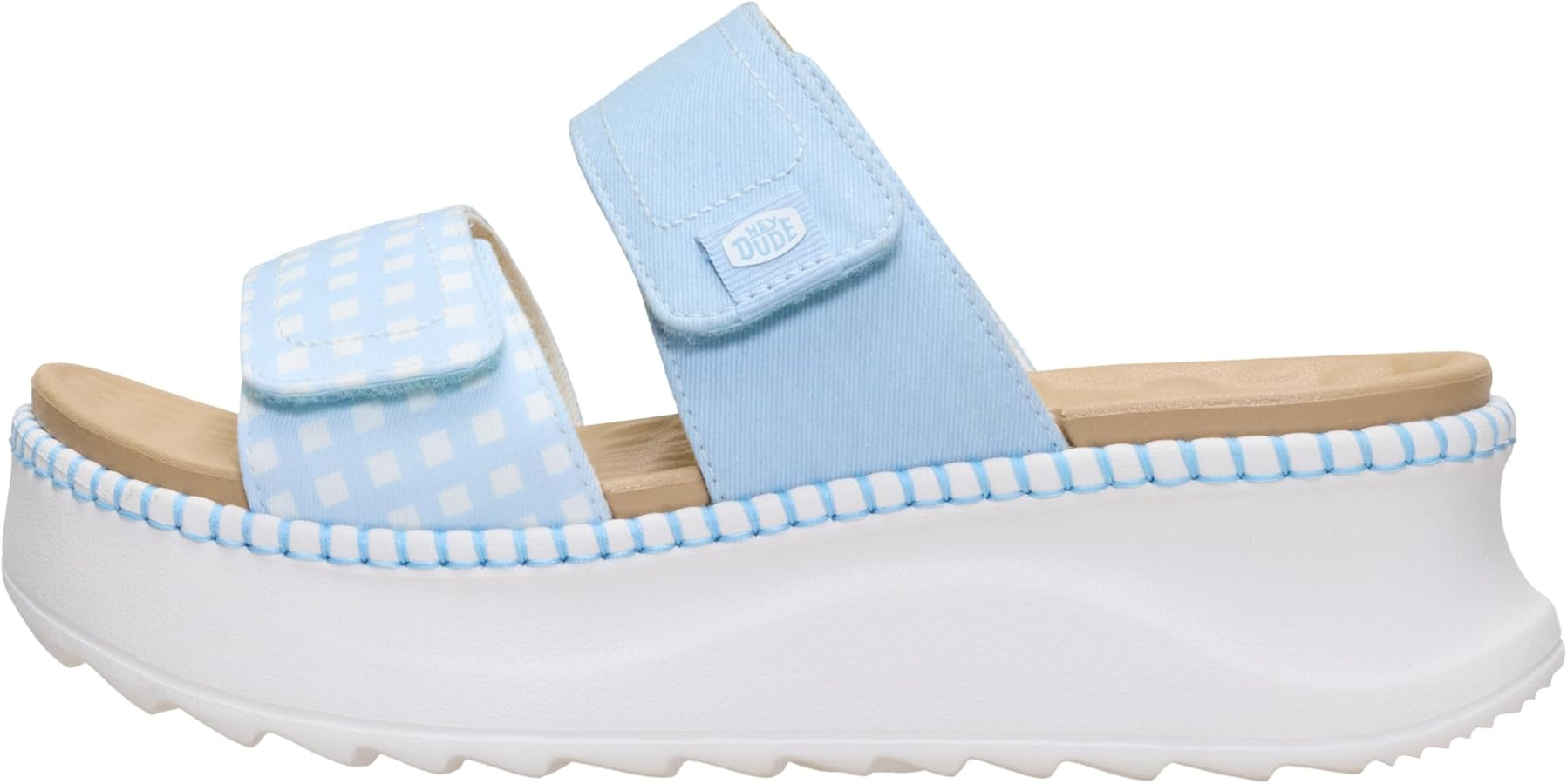 HEYDUDE Women's Delray Slide Gingham Platform Sandal | Lightweight Breathable Woven Upper, Casual... | Amazon (US)