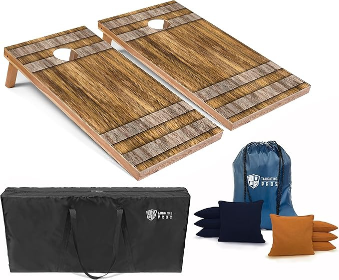 Tailgating Pros Cornhole Boards - 4'x2' Wood Pattern Cornhole Game w/Carrying Case & Set of 8 Cor... | Amazon (US)