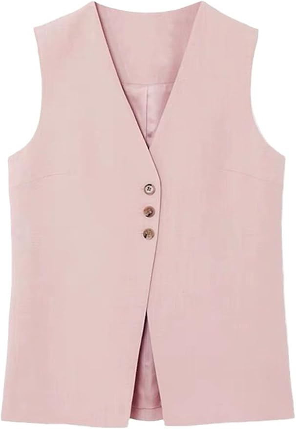 Ladyful Womens Sleeveless Blazer Vest Jacket Button Down Open Front Suit Vest Lightweight Work Of... | Amazon (US)