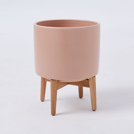 Mid-Century Turned Leg Standing Planters - Matte | West Elm (US)