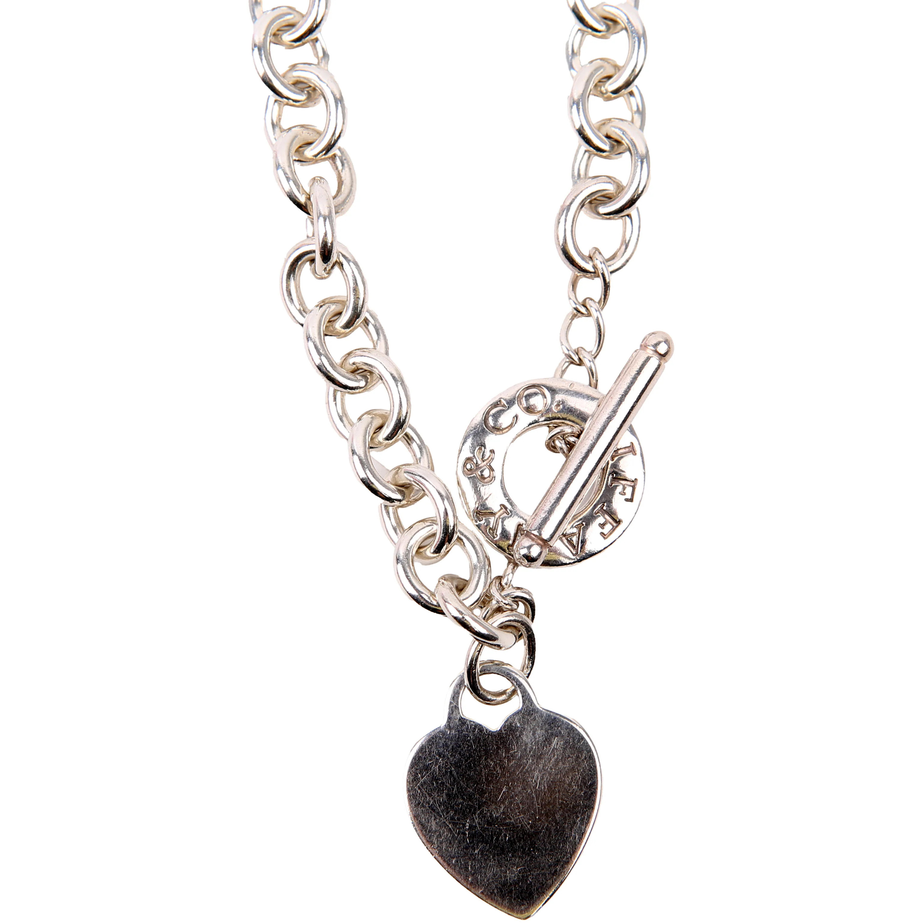 Heart Toggle Choker 925 Necklace Silver | Keeks Designer Handbags