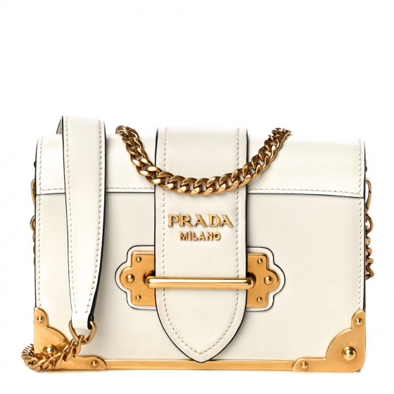 PRADA City Calfskin Saffiano Cahier Bag Talco | Fashionphile
