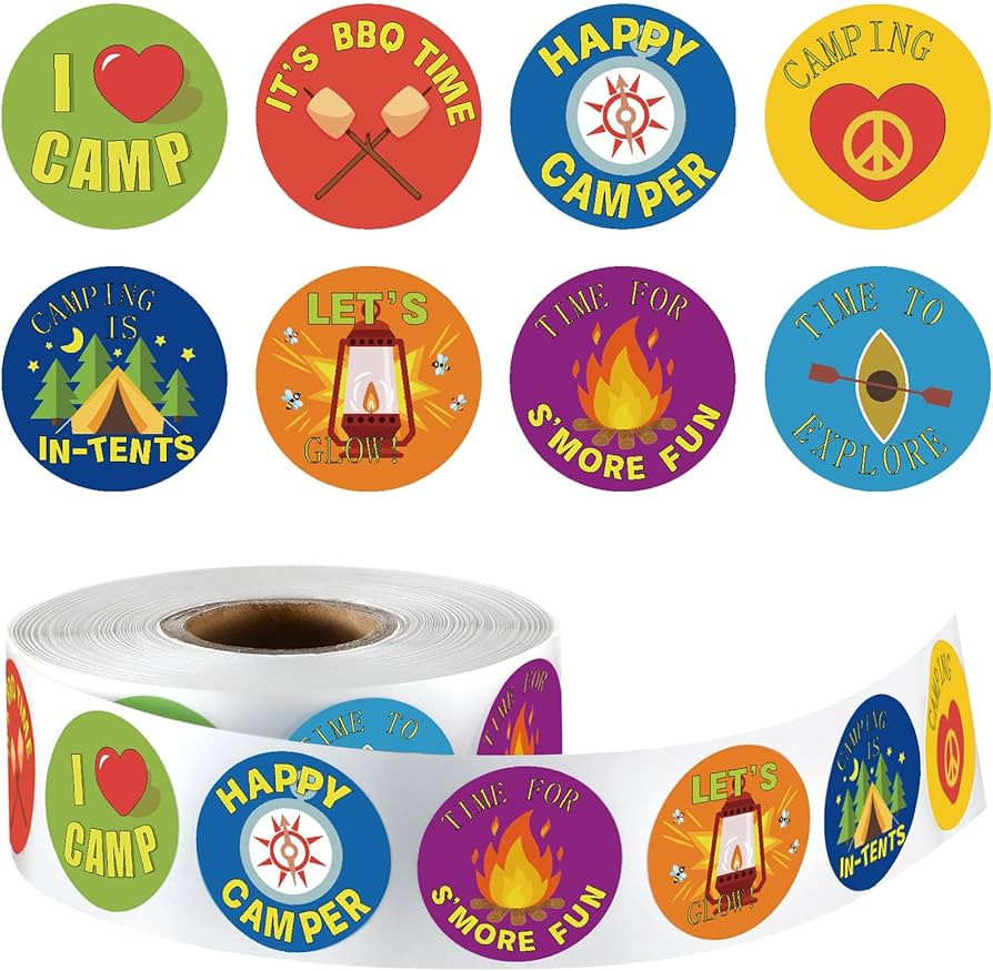 Geyoga 1000 Pcs Travel Camping Stickers for Kids I Love Camp Stickers Camper Tent Bonfire Themed ... | Amazon (US)