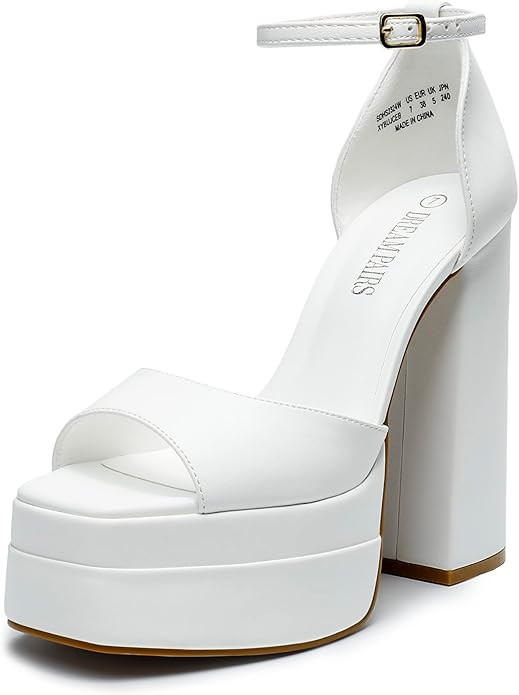 DREAM PAIRS High Heels Chunky Block Platform Heels for Women Ankle Strap Sexy Open Square Toe Hee... | Amazon (US)