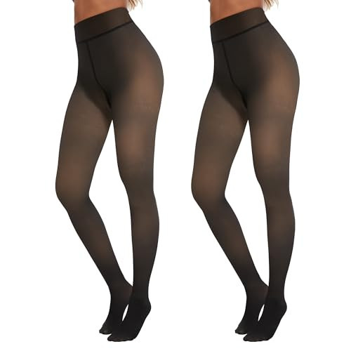TNNZEET Fleece Lined Tights Women — Pantyhose Colorful Opaque Black Sheer Thermal Winter Warm Leggings Under Dress | Amazon (US)