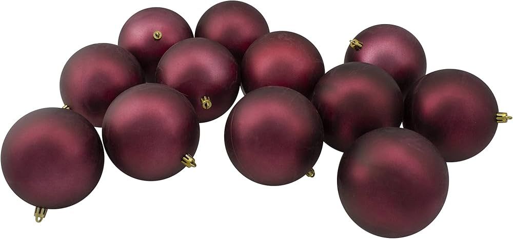 12ct Burgundy Red Shatterproof Matte Christmas Ball Ornaments 4" (100mm) | Amazon (US)