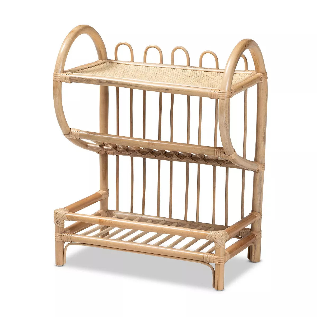 25.8" Liroa Rattan 2 Tier Display Shelf Natural/Brown - bali & pari: Handwoven, Compact Design | Target