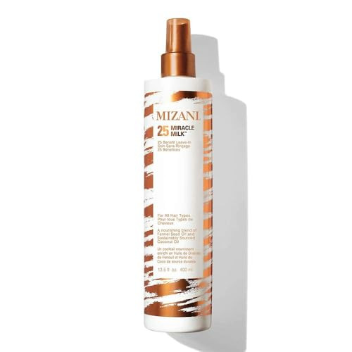 Mizani 25 Benefit Miracle Milk Leave-in Conditioner - Anti-Frizz Detangler Spray For Hair Shine, Heat Protectant, For Frizzy & Curly Hair, With Coconut Oil, 13.5 Fl Oz | Amazon (US)