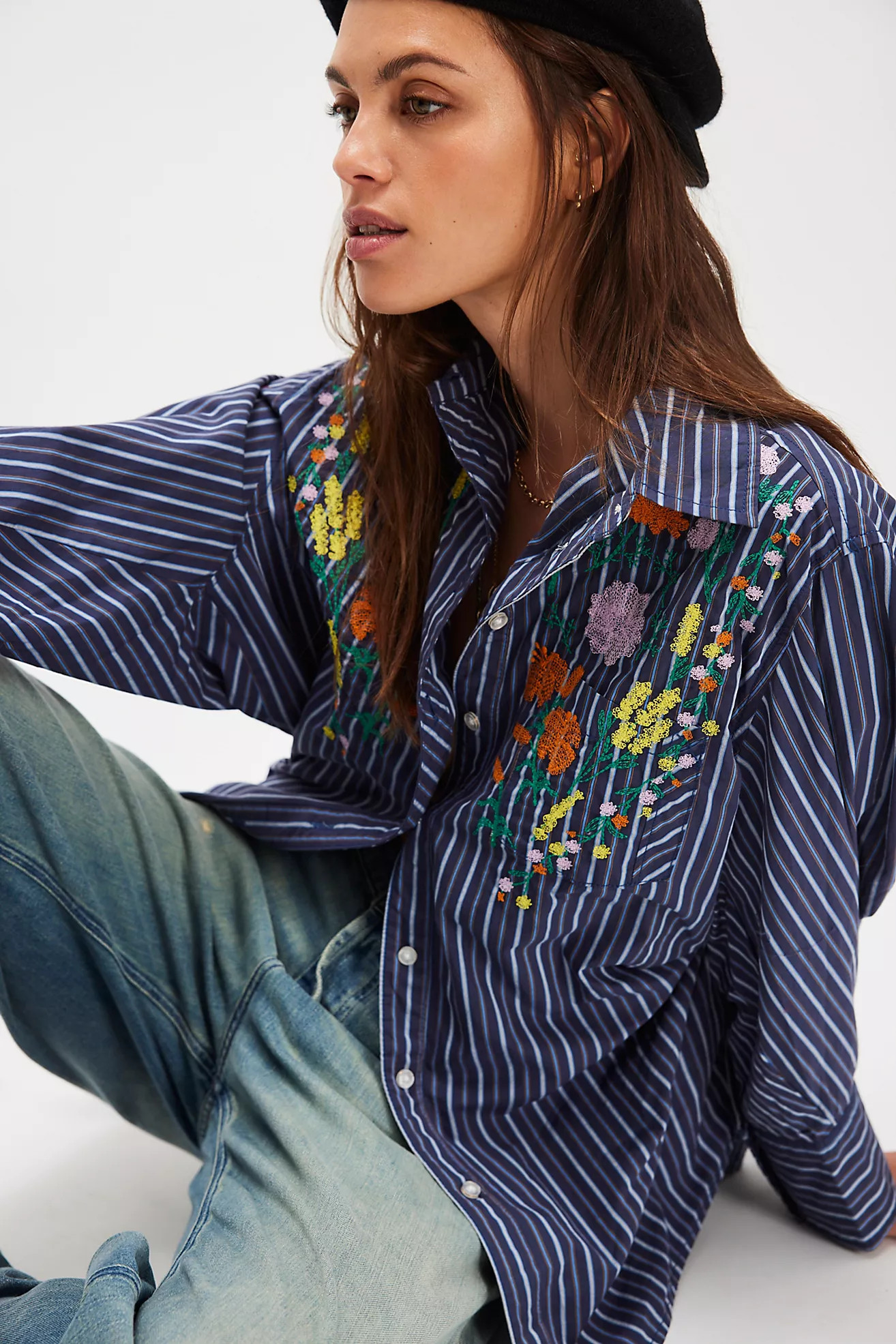 Tricia Fix Embroidered Sabine Striped Top | Free People (Global - UK&FR Excluded)
