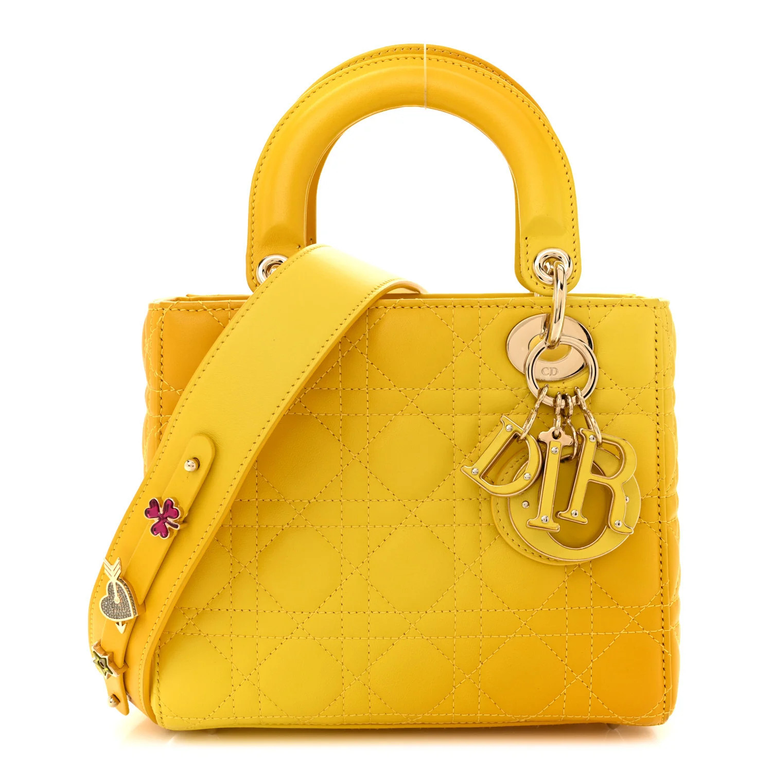 Christian Dior Lambskin Cannage Gradient Small My ABCDior Lady Dior Yellow | FASHIONPHILE (US)