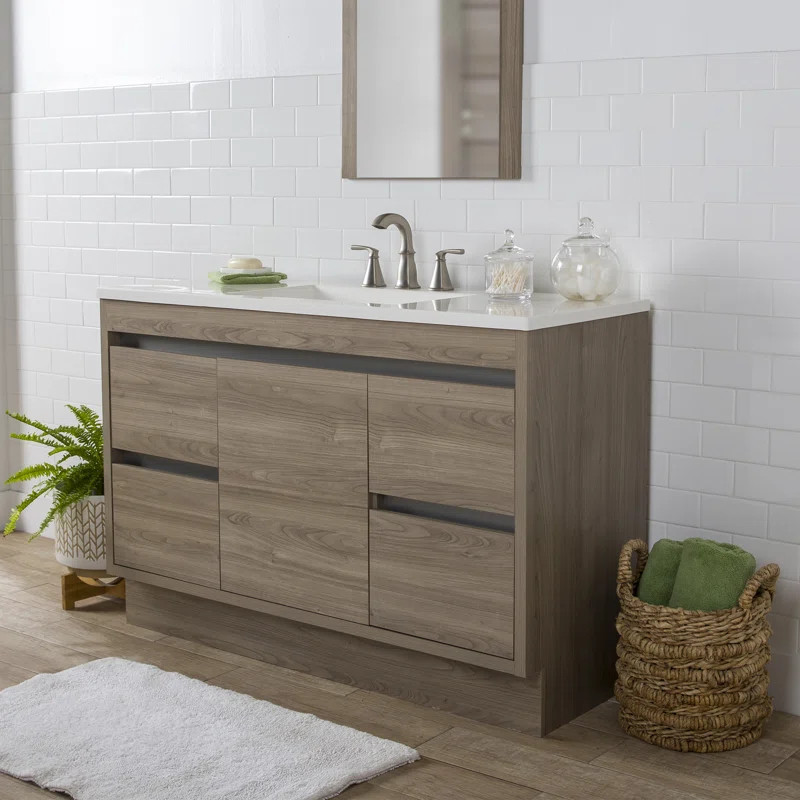 48.25'' Free Standing Single Bathroom Vanity with Cultured Marble Top | Wayfair North America